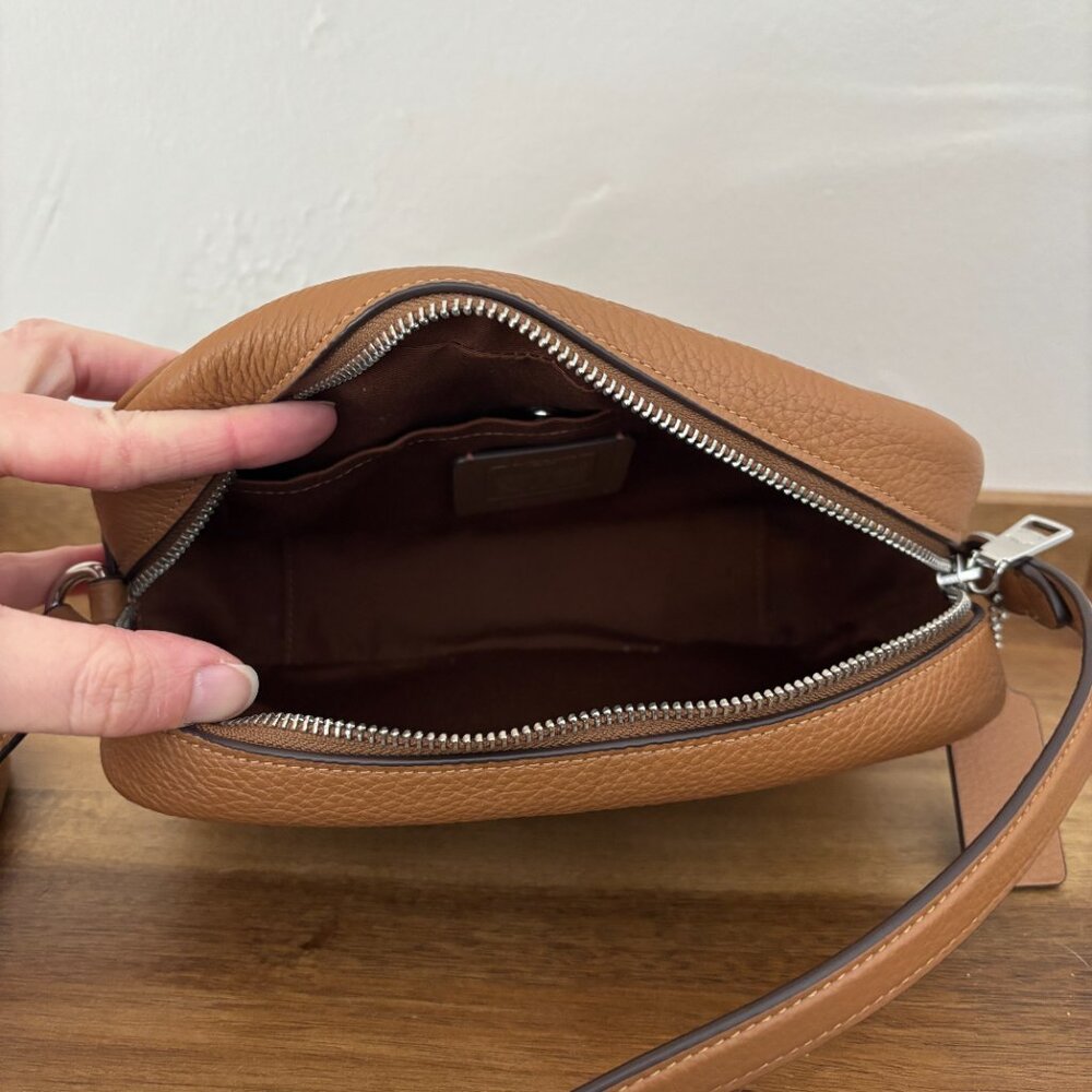 Coach Tan Pebbled Leather Crossbody Bag - Picture 8 of 10